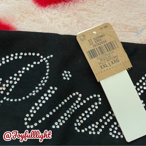 NEW PINK flare BLACK foldover leggings BLING LOGO - Picture 2 of 8